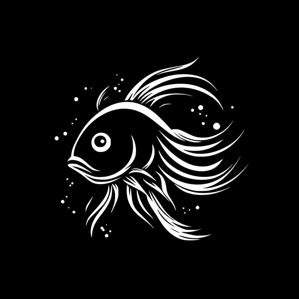 Goldfish - Black and White Isolated Icon - illustration vector