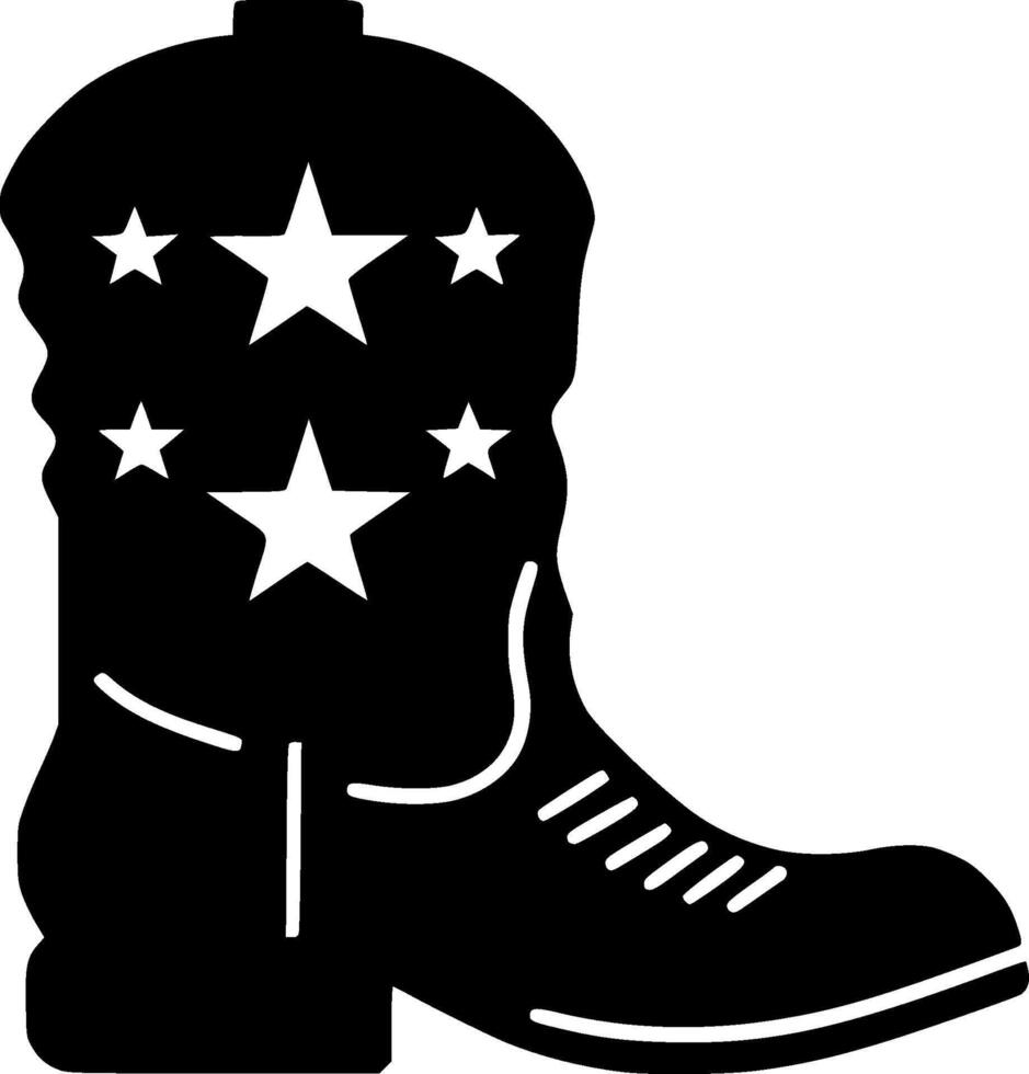 Cowboy Boot, Black and White illustration vector