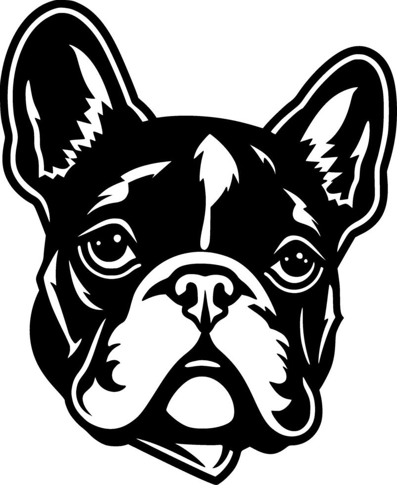 francés buldog - negro y blanco aislado icono - ilustración vector