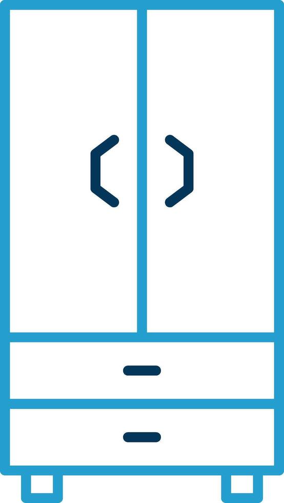 Cupboard Line Blue Two Color Icon vector