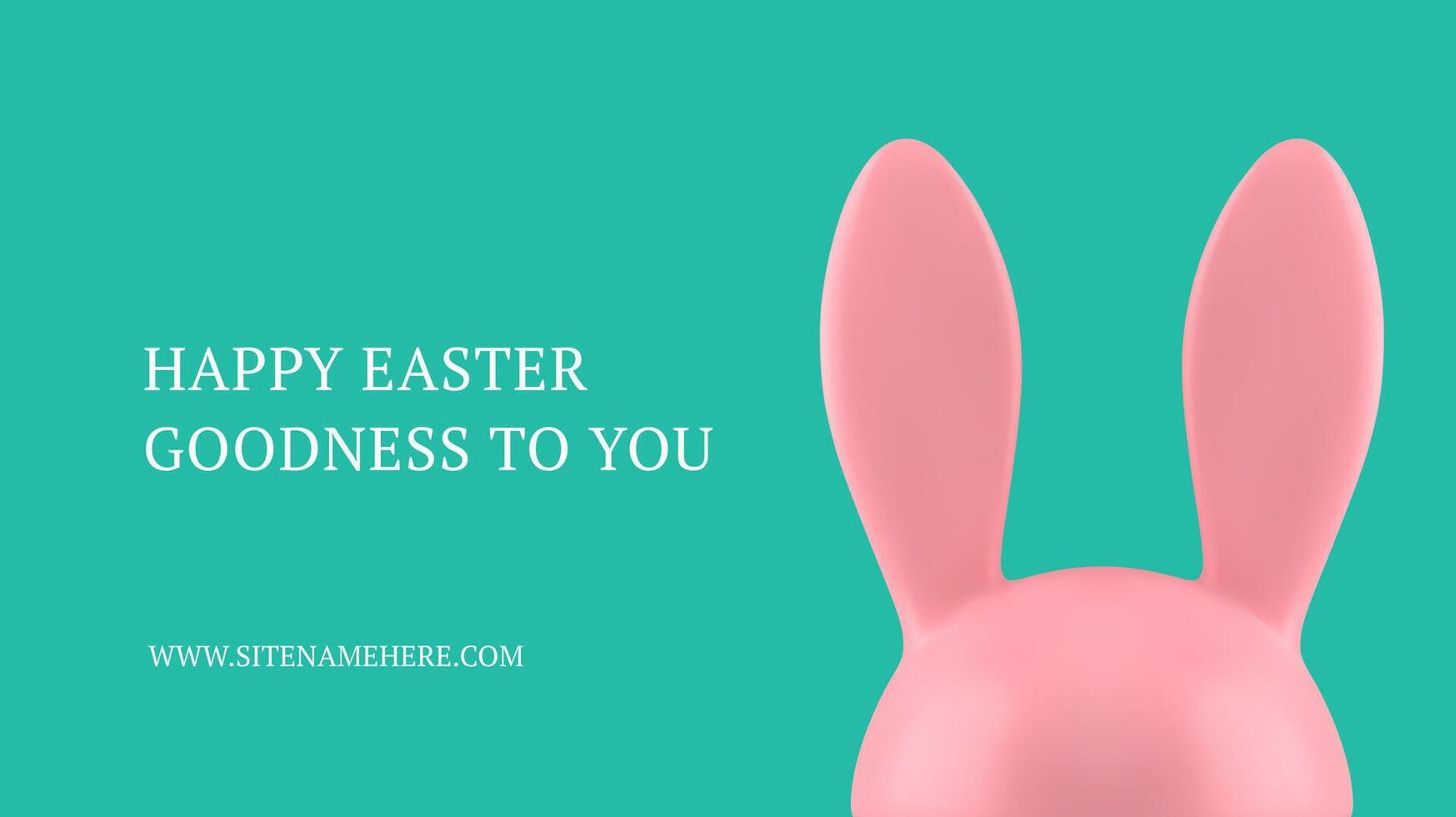 Happy Easter pink bunny head 3d banner design template realistic illustration vector