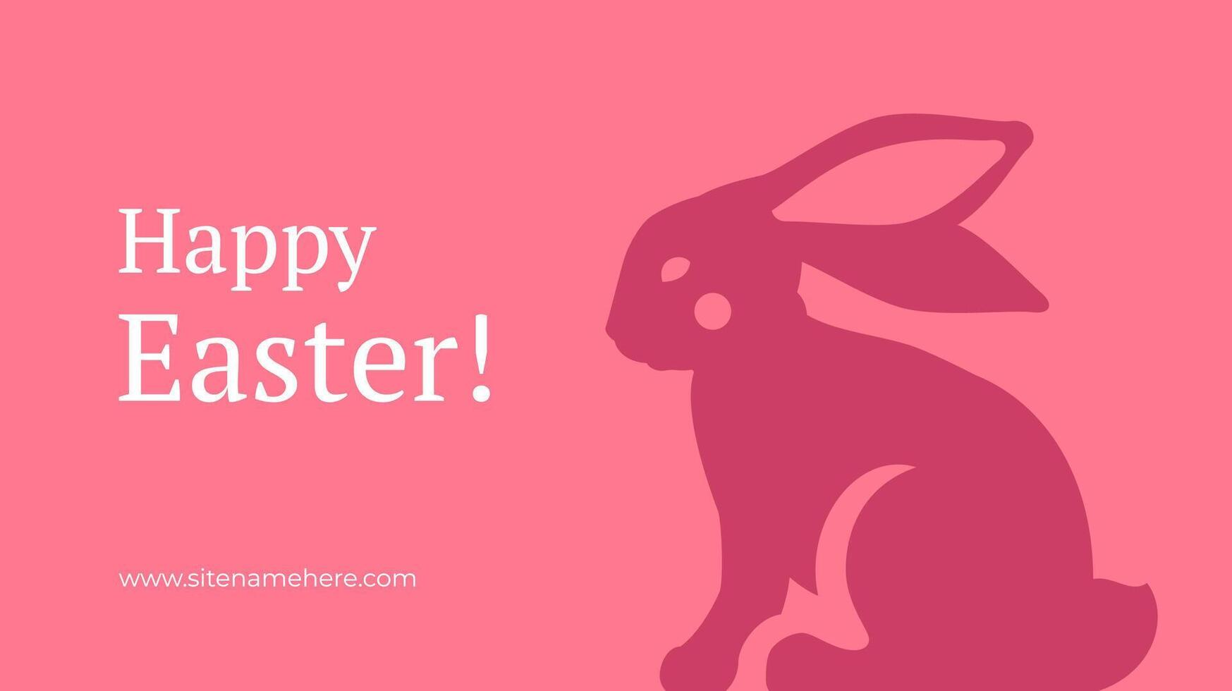 Easter rabbit greeting banner vintage festive congratulations design template flat illustration vector