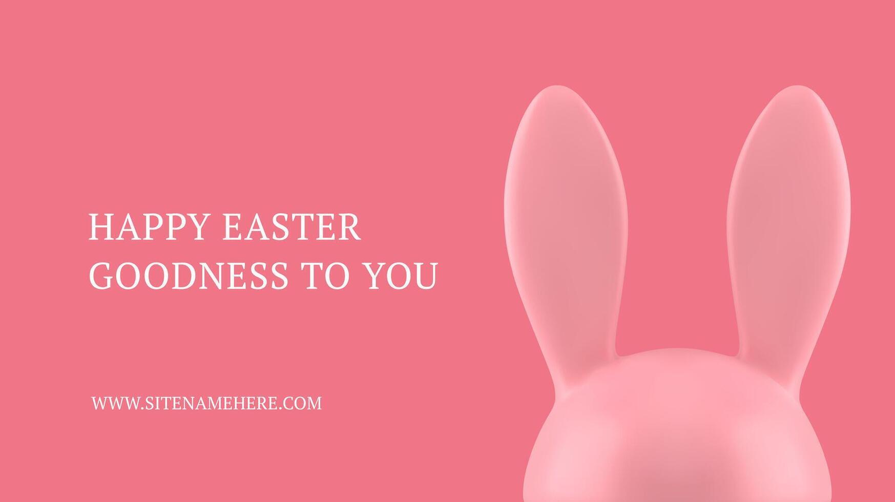 Happy Easter pink bunny head 3d banner design template realistic illustration vector