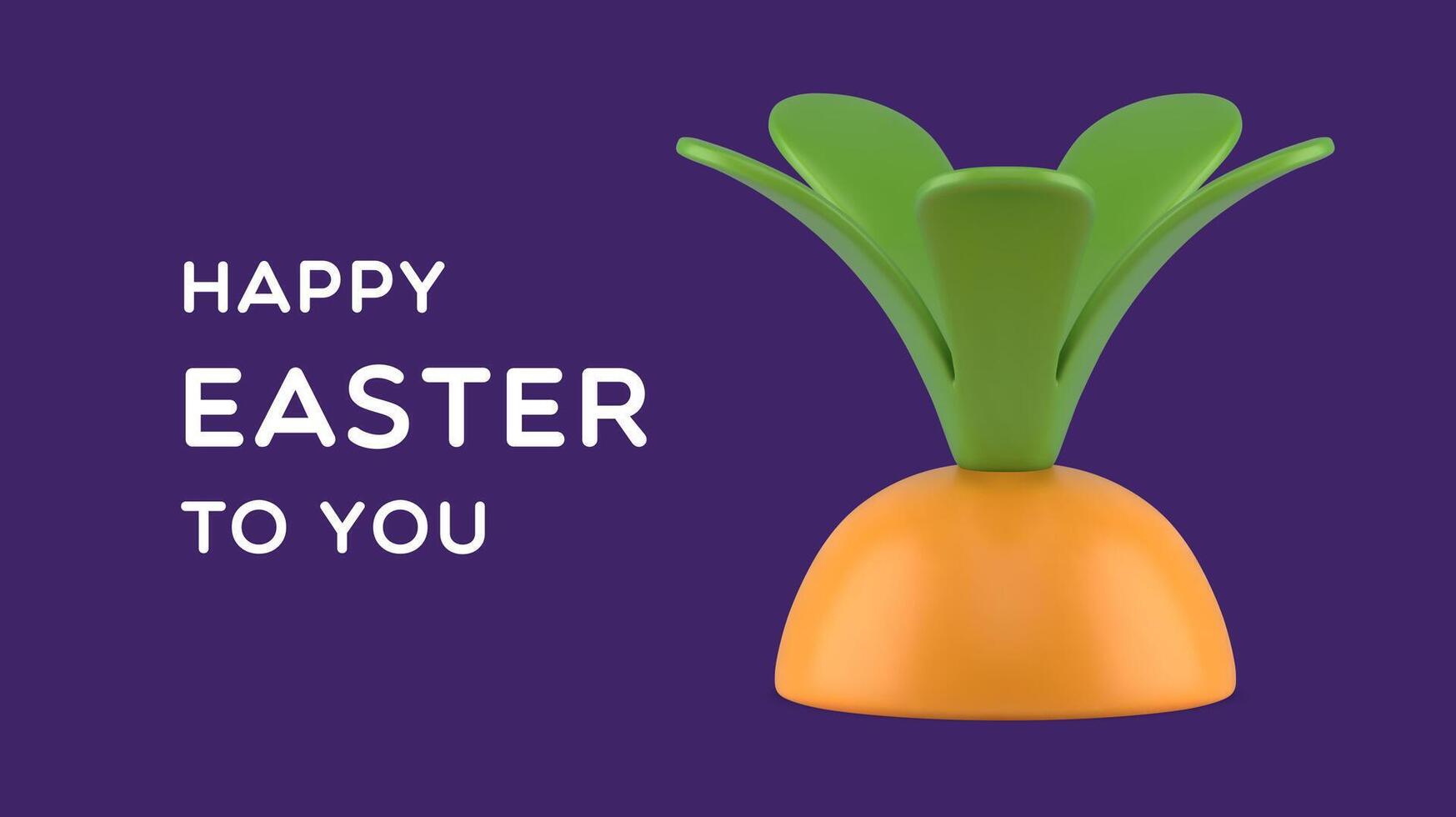 Happy Easter carrot root harvest vegetable 3d banner design template realistic vector