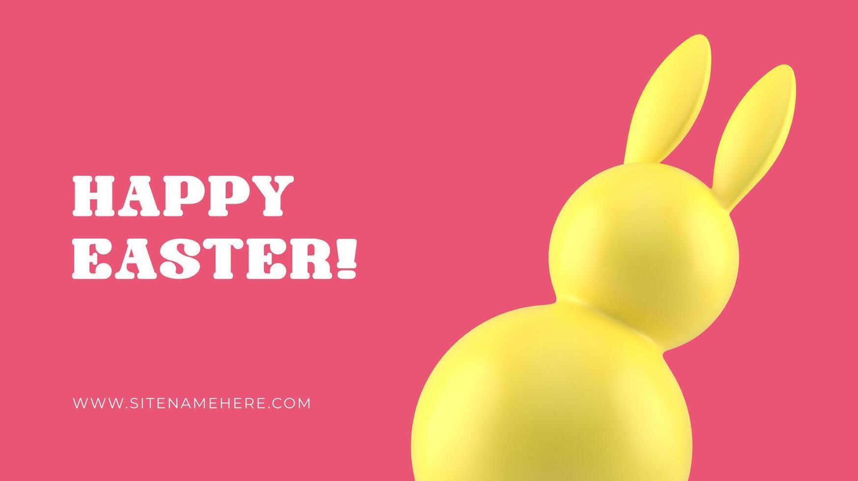 Happy Easter greeting banner template design tumbler bunny festive celebration realistic vector