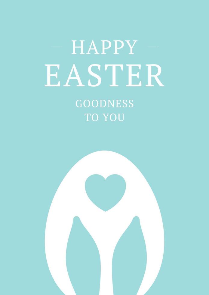 Happy Easter vintage greeting card rabbit egg with heart romantic design template flat vector