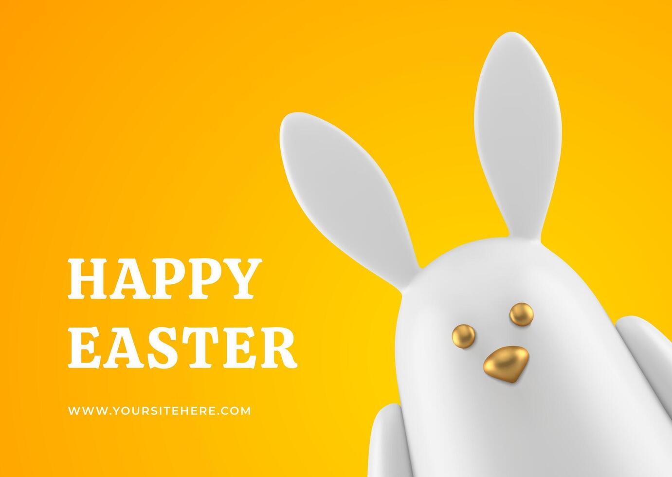Happy Easter rabbit bauble animal character spring holiday 3d greeting card design template realistic illustration vector