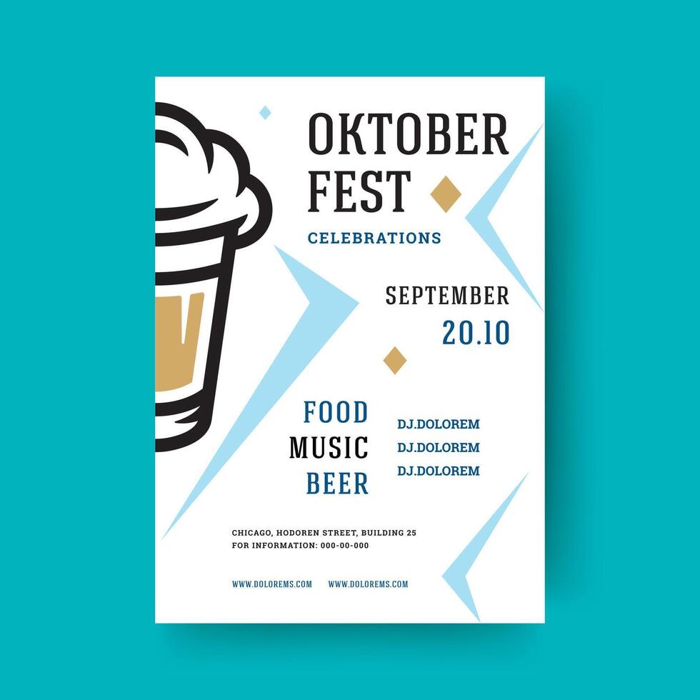 Oktoberfest flyer or poster retro typography template design invitation beer festival celebration illustration. vector