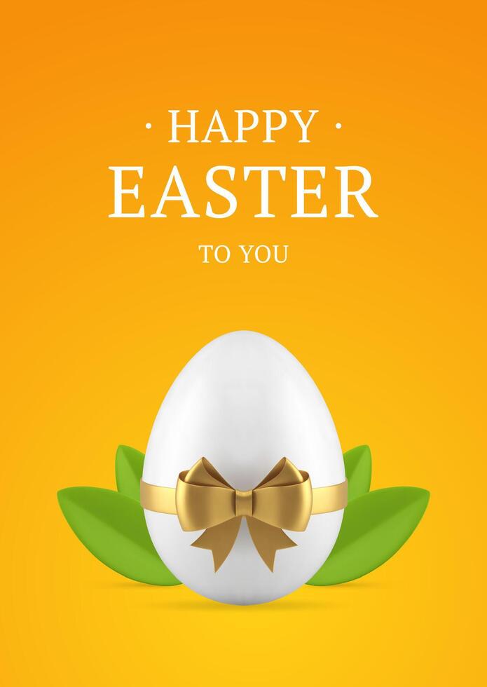 Happy Easter spring chicken egg gift 3d greeting card holiday design template realistic vector