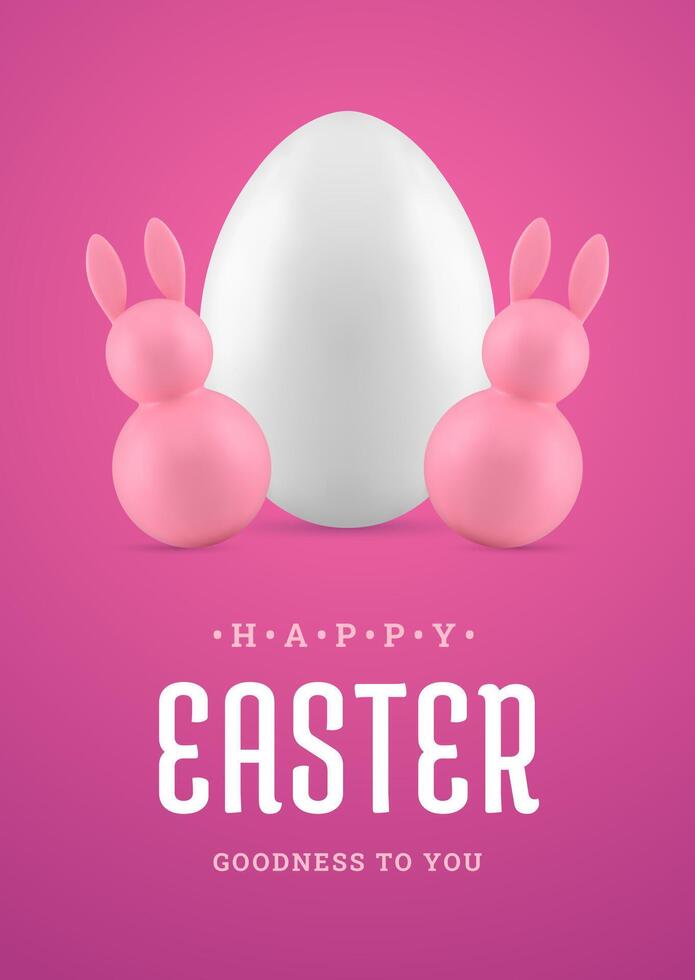 Pascua de Resurrección 3d saludo tarjeta pollo huevo minúsculo Conejo chuchería fiesta diseño modelo realista vector