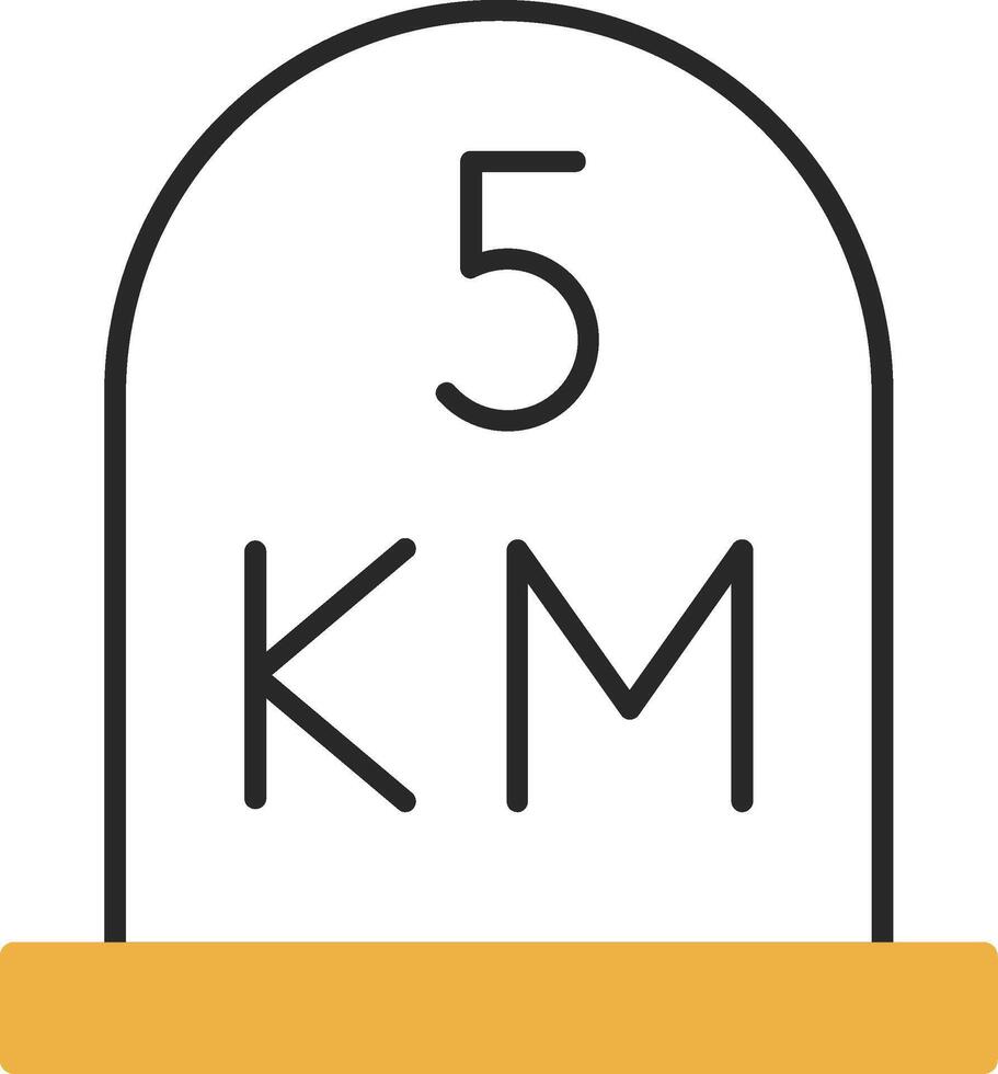 kilometer Skined Filled Icon vector