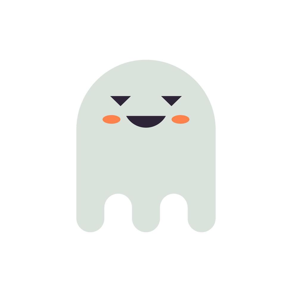 Smiling ghost cute funny alien bacteria Halloween kids character icon flat illustration vector