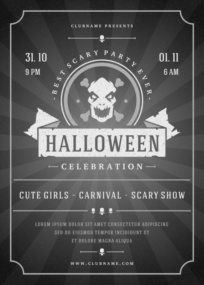 Halloween celebration night party poster or flyer design vector