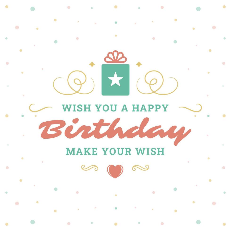 Happy birthday best wishes gift box vintage greeting card typographic template flat vector