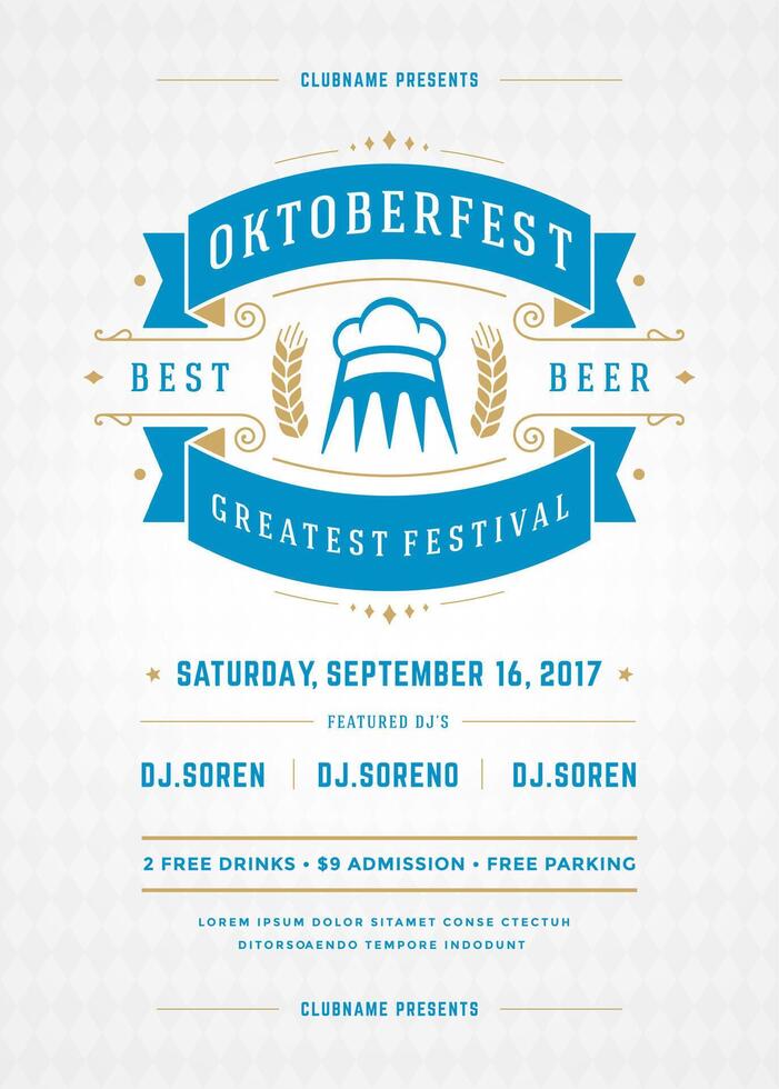 Oktoberfest Festival Poster Highlighting Beer, Music, and Food vector