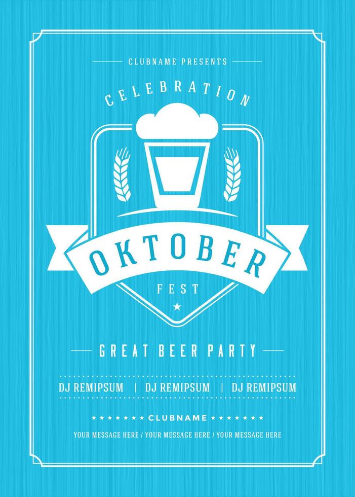 Oktoberfest beer festival celebration retro typography poster vector