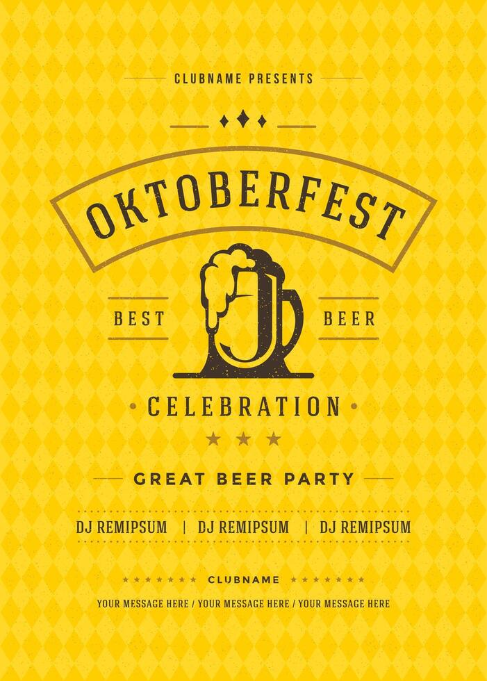 Oktoberfest festival póster destacando cerveza, música, y comida vector