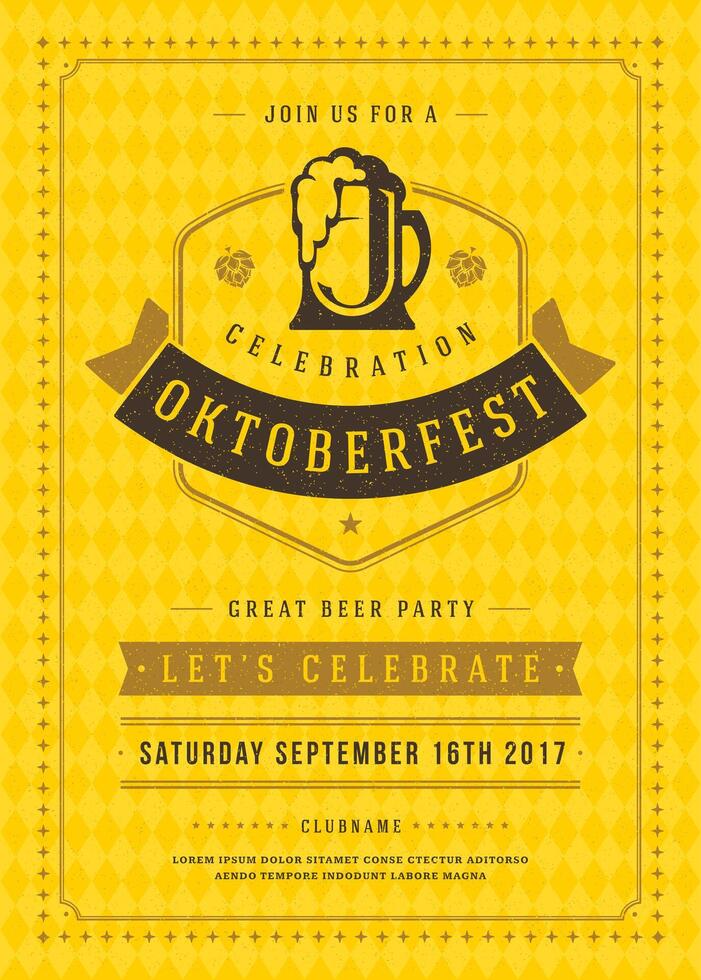 Oktoberfest beer festival celebration retro typography poster or flyer vector