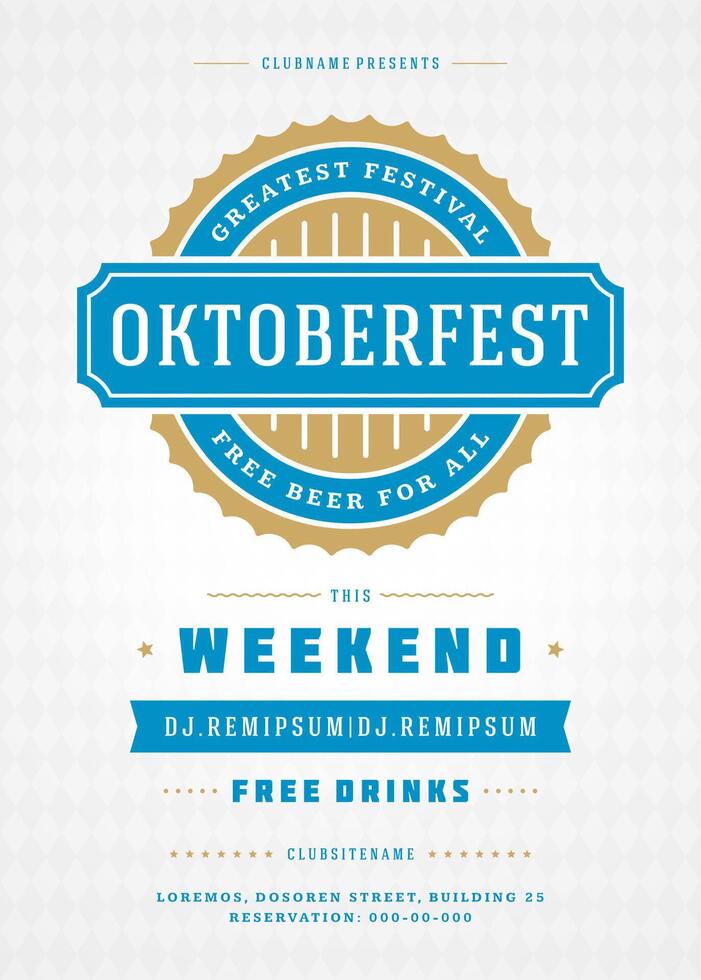 Oktoberfest Festival Poster Highlighting Beer, Music, and Food vector