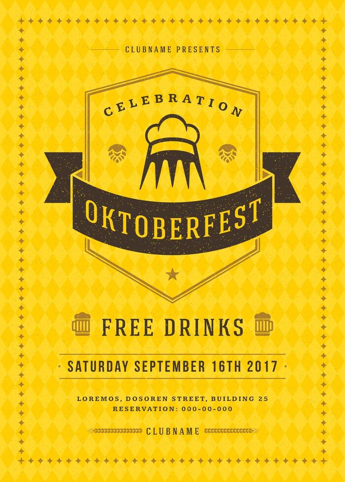 Oktoberfest beer festival celebration retro typography poster or flyer vector