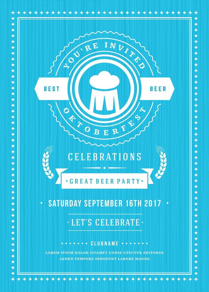 Oktoberfest beer festival celebration retro typography poster or flyer vector