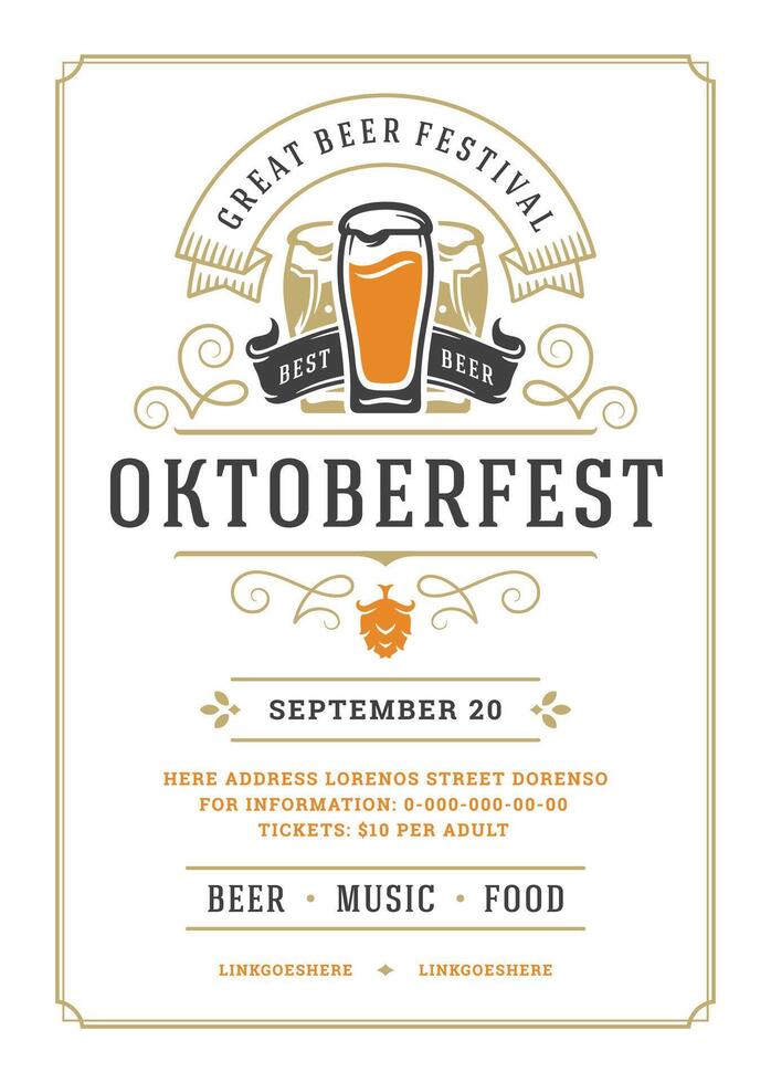 Oktoberfest volantes o póster retro tipografía modelo diseño willkommen zum invitación cerveza festival celebracion. vector