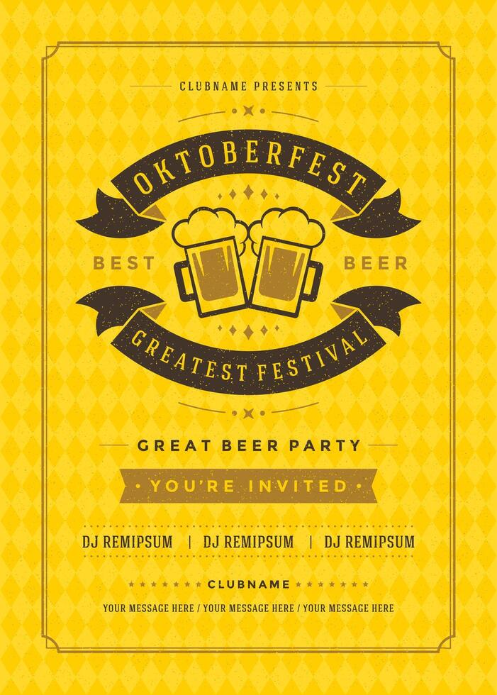 Oktoberfest beer festival celebration retro typography poster vector