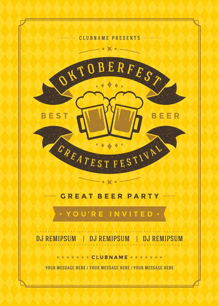 Oktoberfest beer festival celebration retro typography poster vector