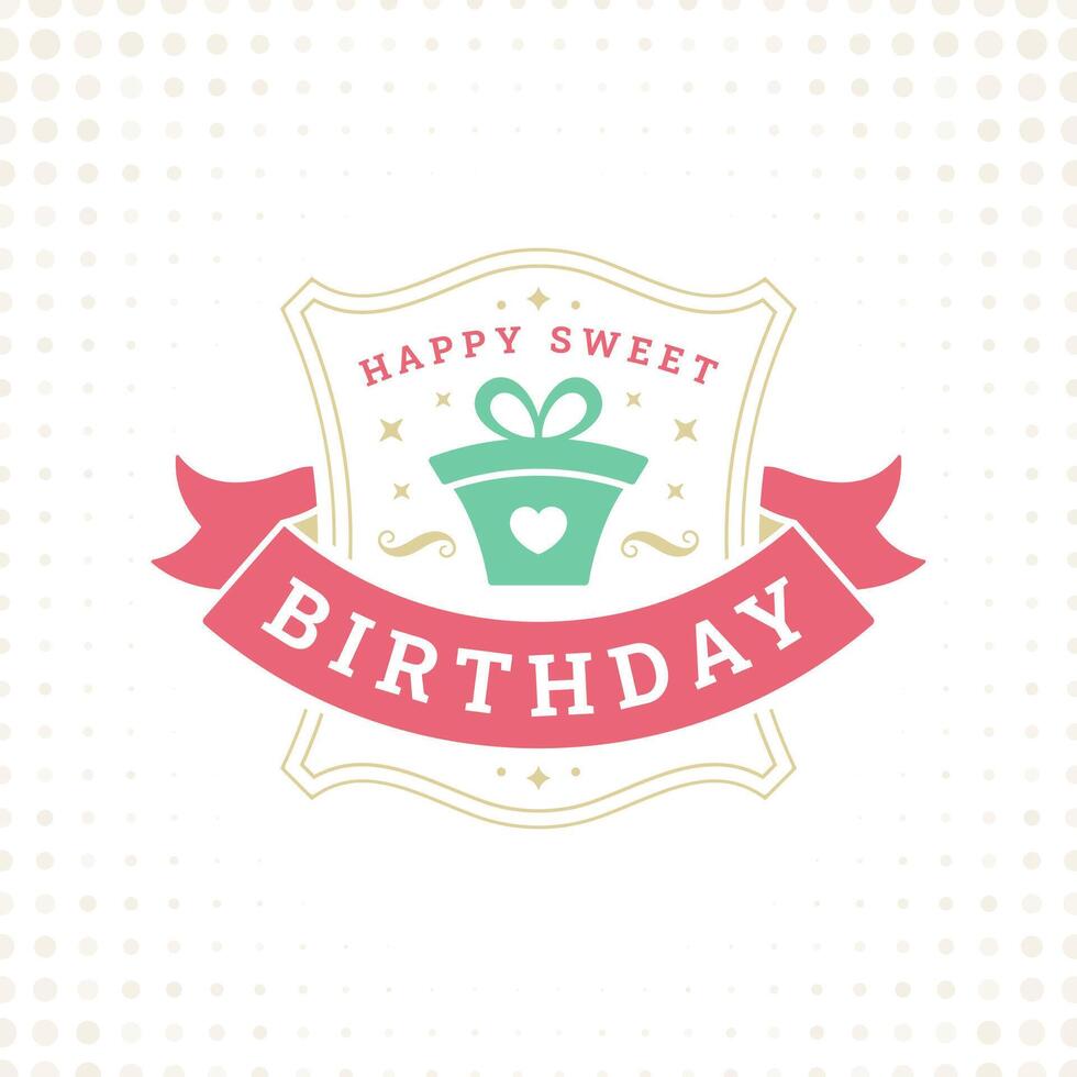 Happy birthday vintage greeting card typographic template illustration vector