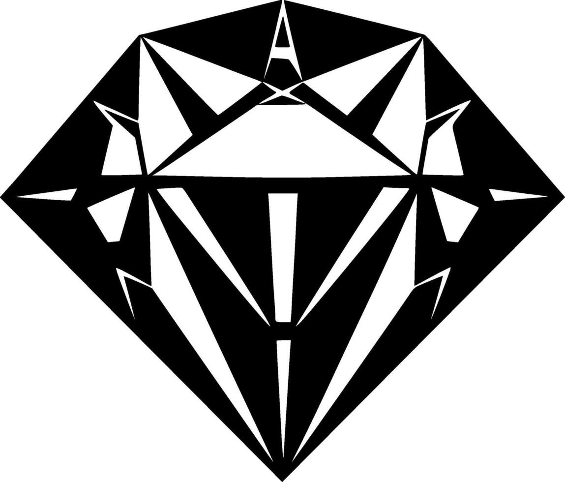 Diamond - Black and White Isolated Icon - illustration vector