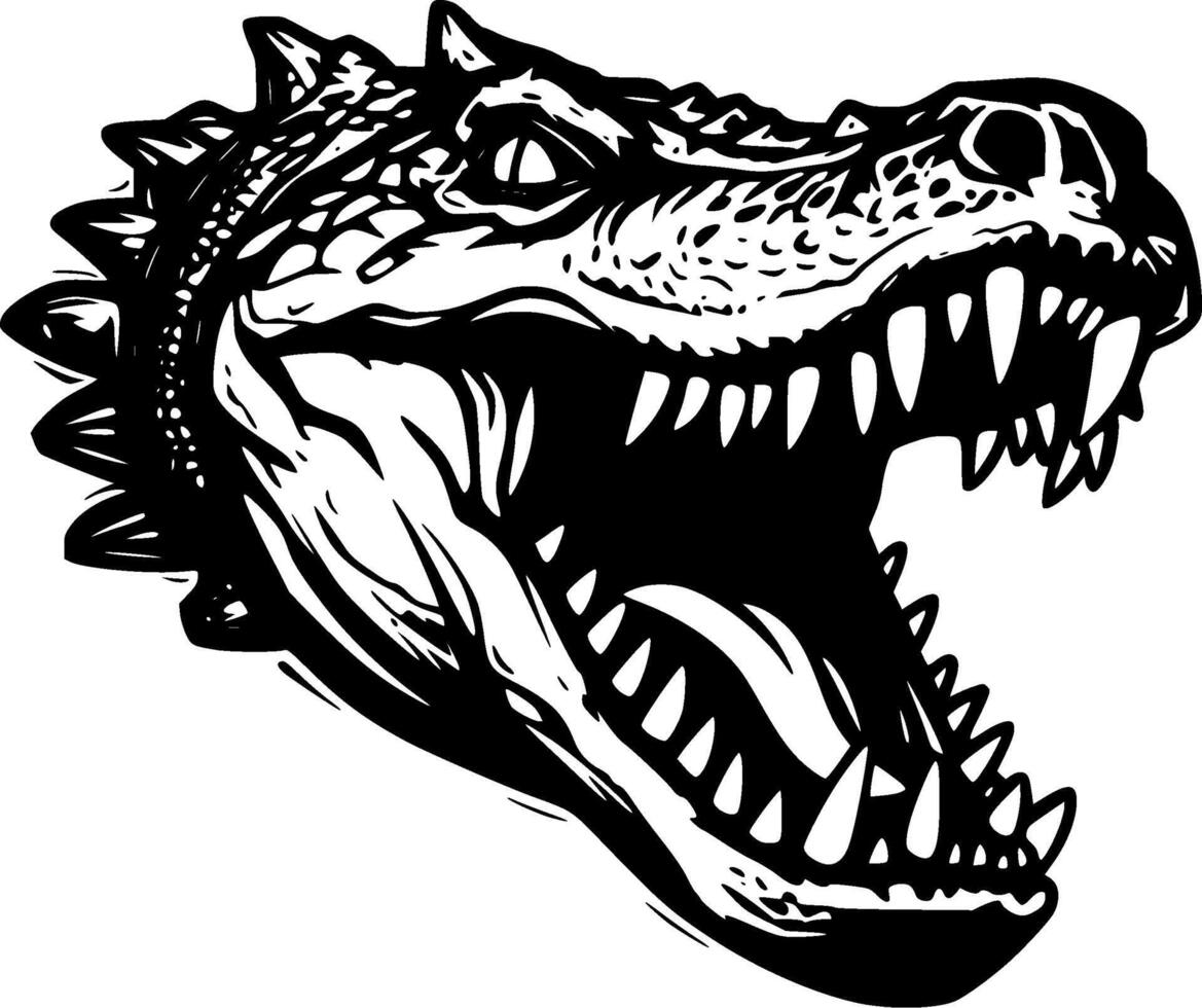 Crocodile, Black and White illustration vector