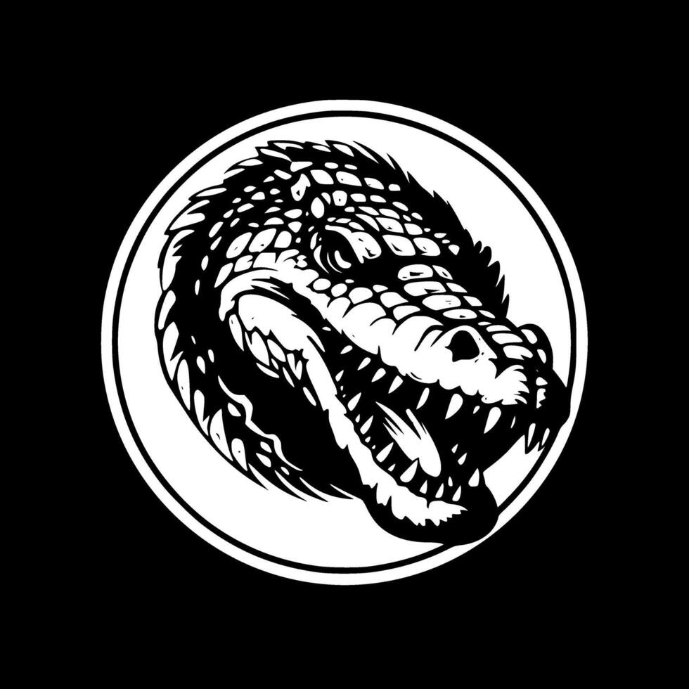 Alligator, Black and White illustration vector