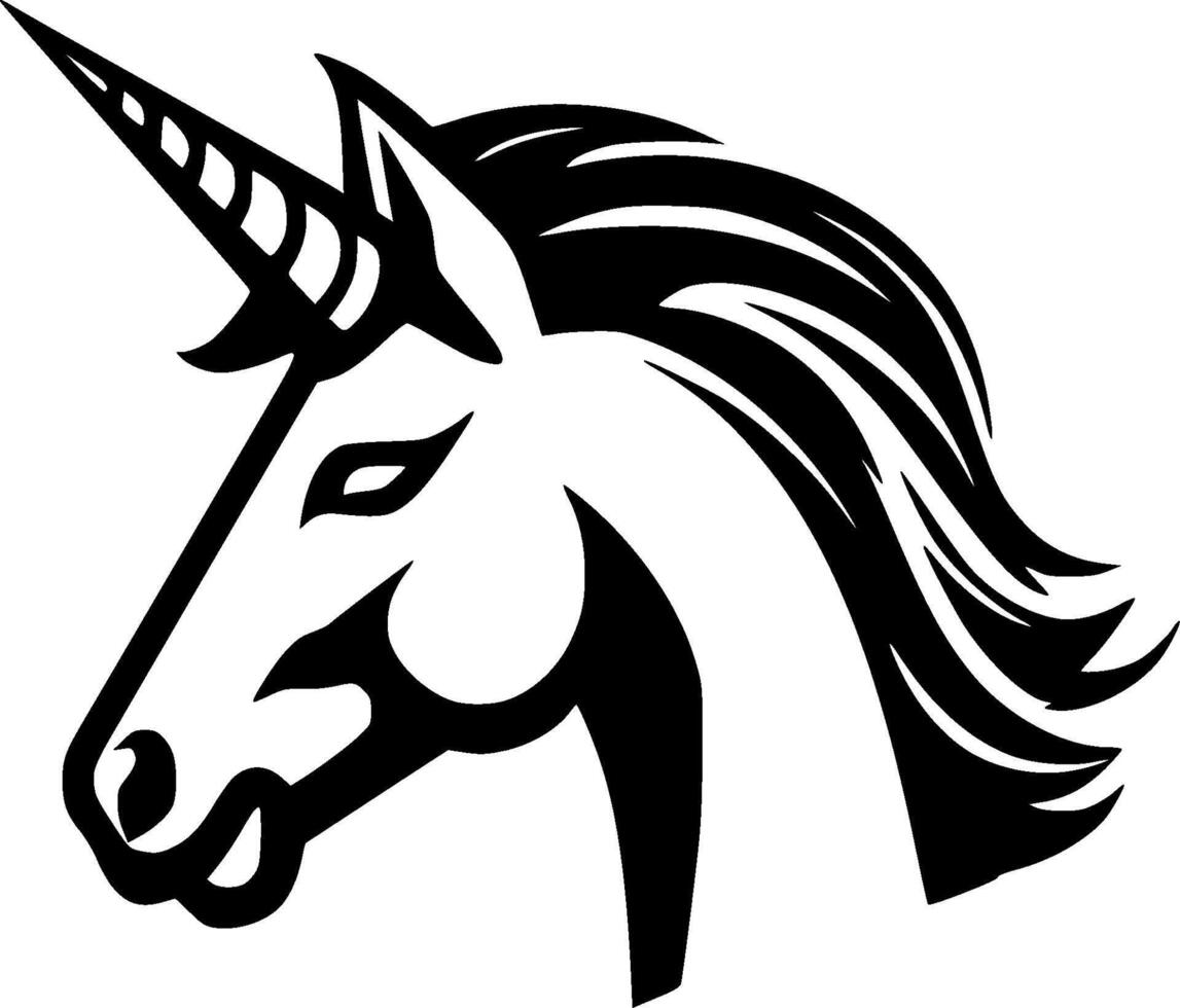 unicornio - negro y blanco aislado icono - ilustración vector