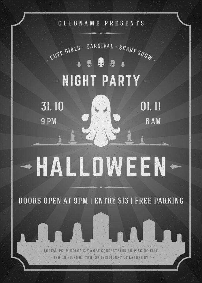 Halloween celebration night party poster or flyer design vector