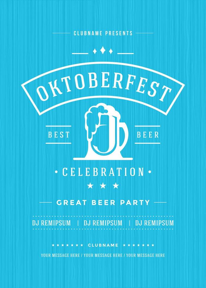 Oktoberfest beer festival celebration retro typography poster vector