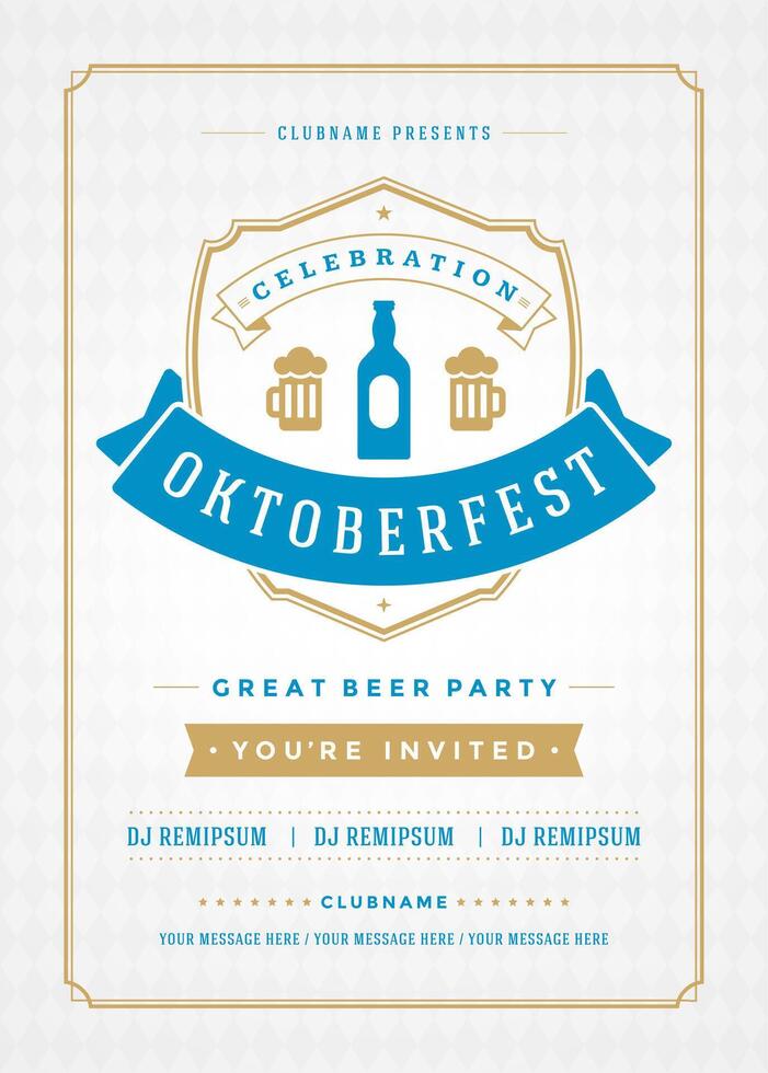 Oktoberfest beer festival celebration retro typography poster or flyer vector