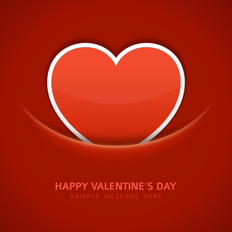 Valentines Day Card With Heart on Red Background vector