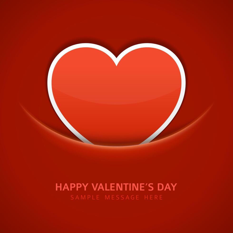 Valentines Day Card With Heart on Red Background vector