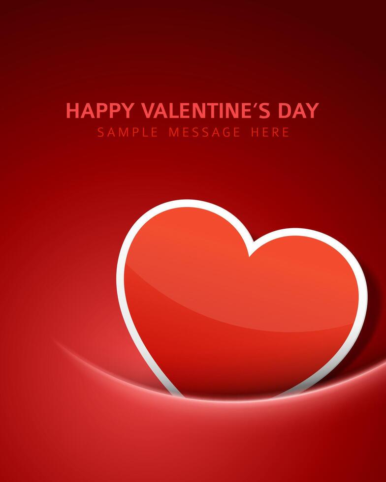 Valentines Day Card With Heart on Red Background vector