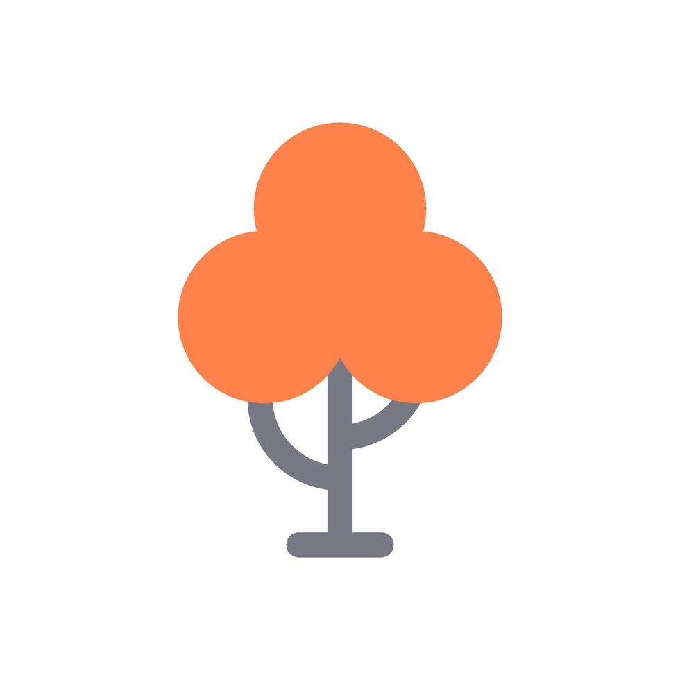 Autumn tree orange foliage and trunk kids minimal icon flat illustration vector