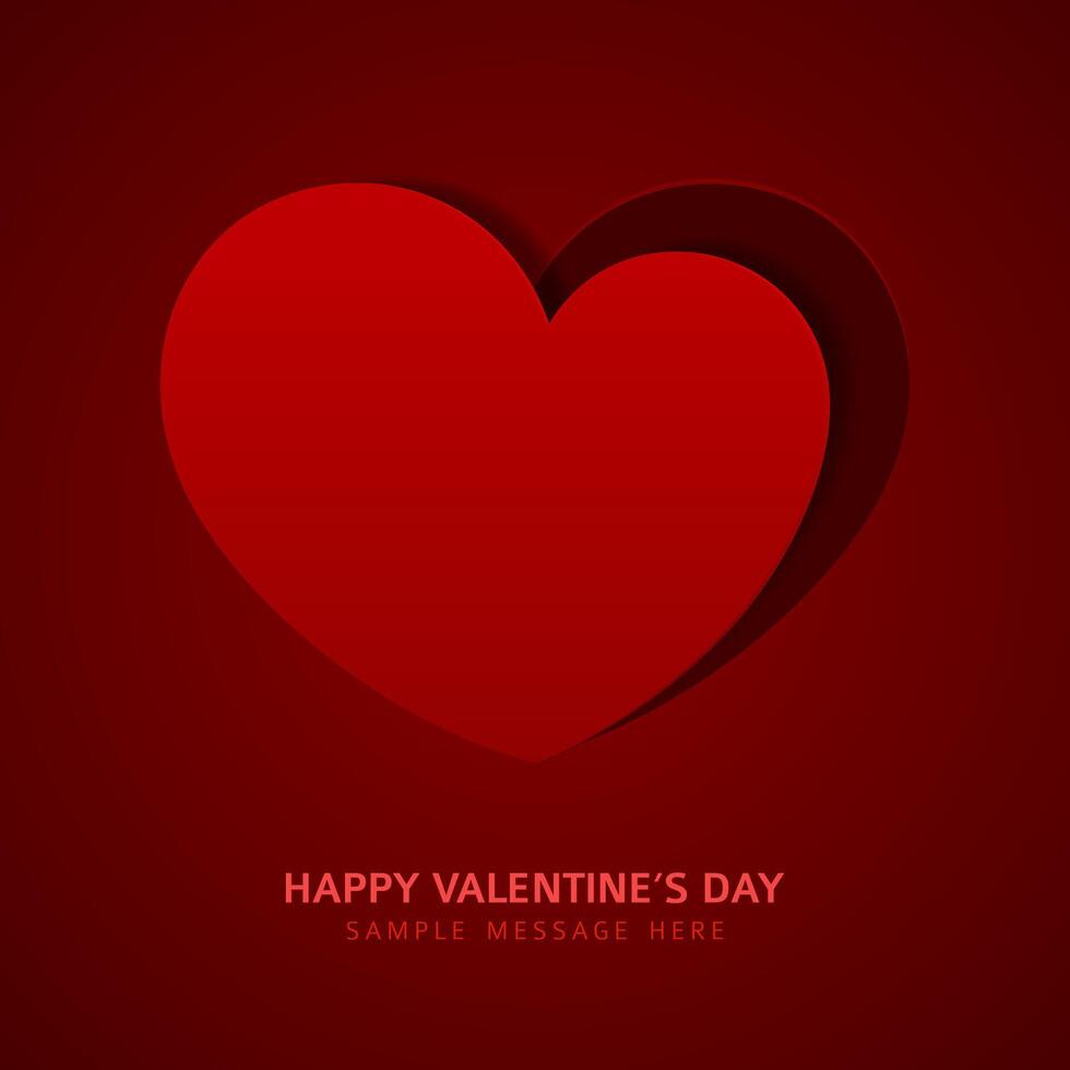 Valentines Day Card With Heart on Red Background vector