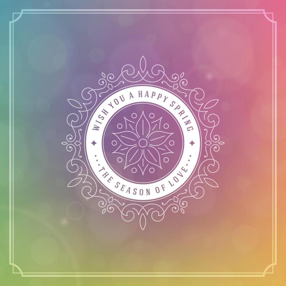 Spring typography quote label for poster or greeting card design. vector