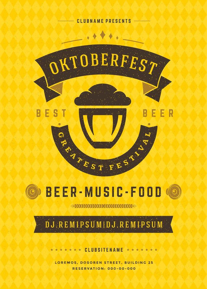 Oktoberfest Festival Poster Highlighting Beer, Music, and Food vector