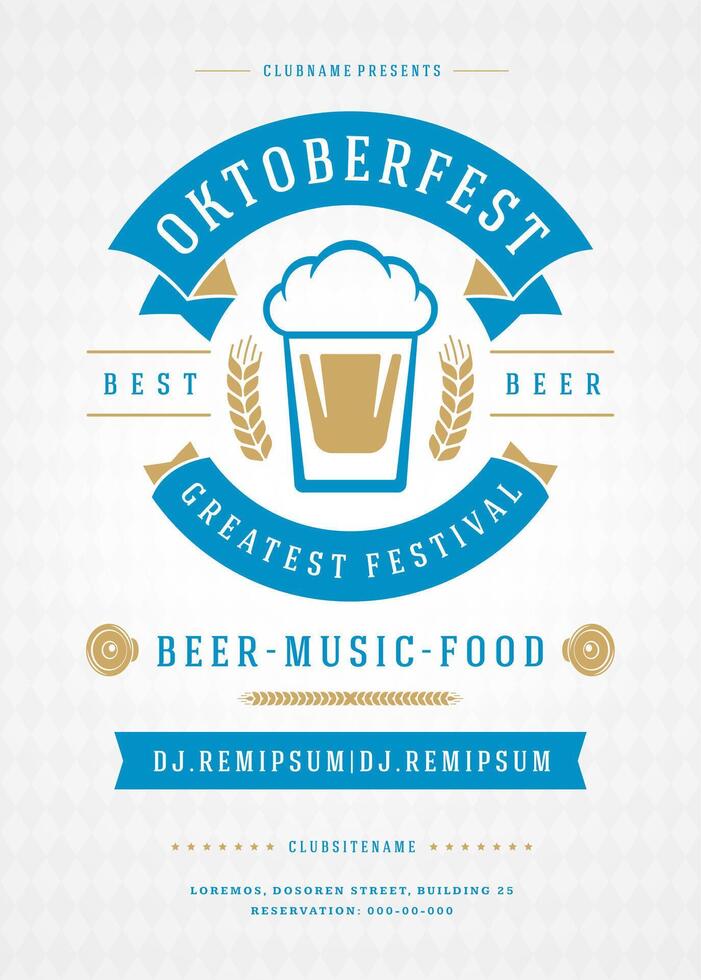 Oktoberfest beer festival celebration retro typography poster or flyer vector