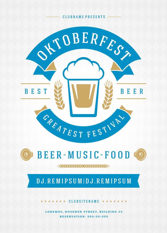 Oktoberfest beer festival celebration retro typography poster or flyer vector