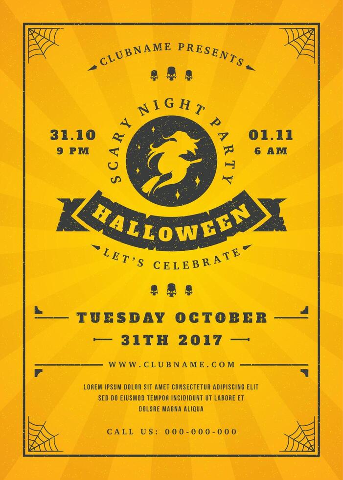 Halloween celebration night party poster or flyer design vector