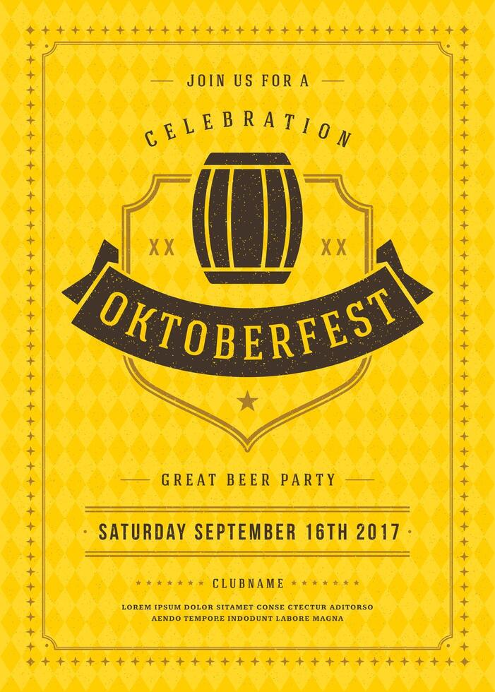 Oktoberfest beer festival celebration retro typography poster or flyer vector