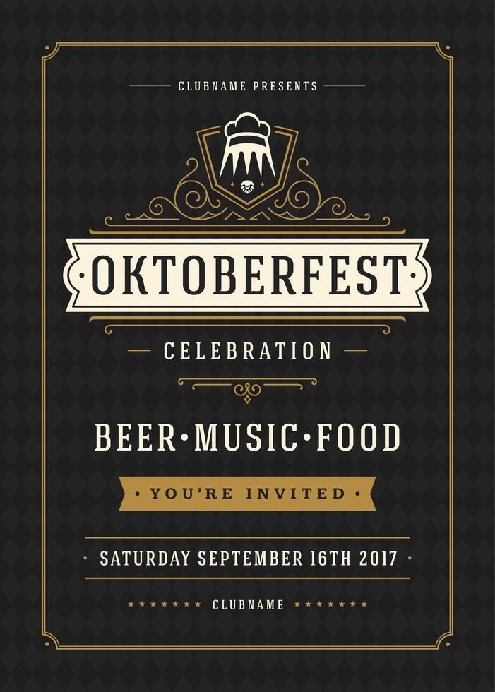 Oktoberfest Celebration Poster With Date and Invitation vector