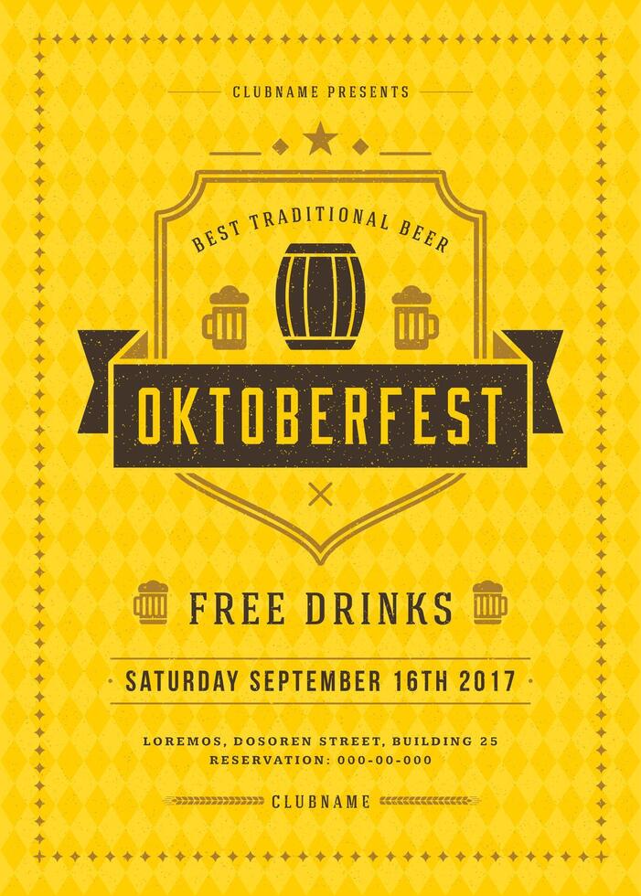 Oktoberfest cerveza festival celebracion retro tipografía póster o volantes vector