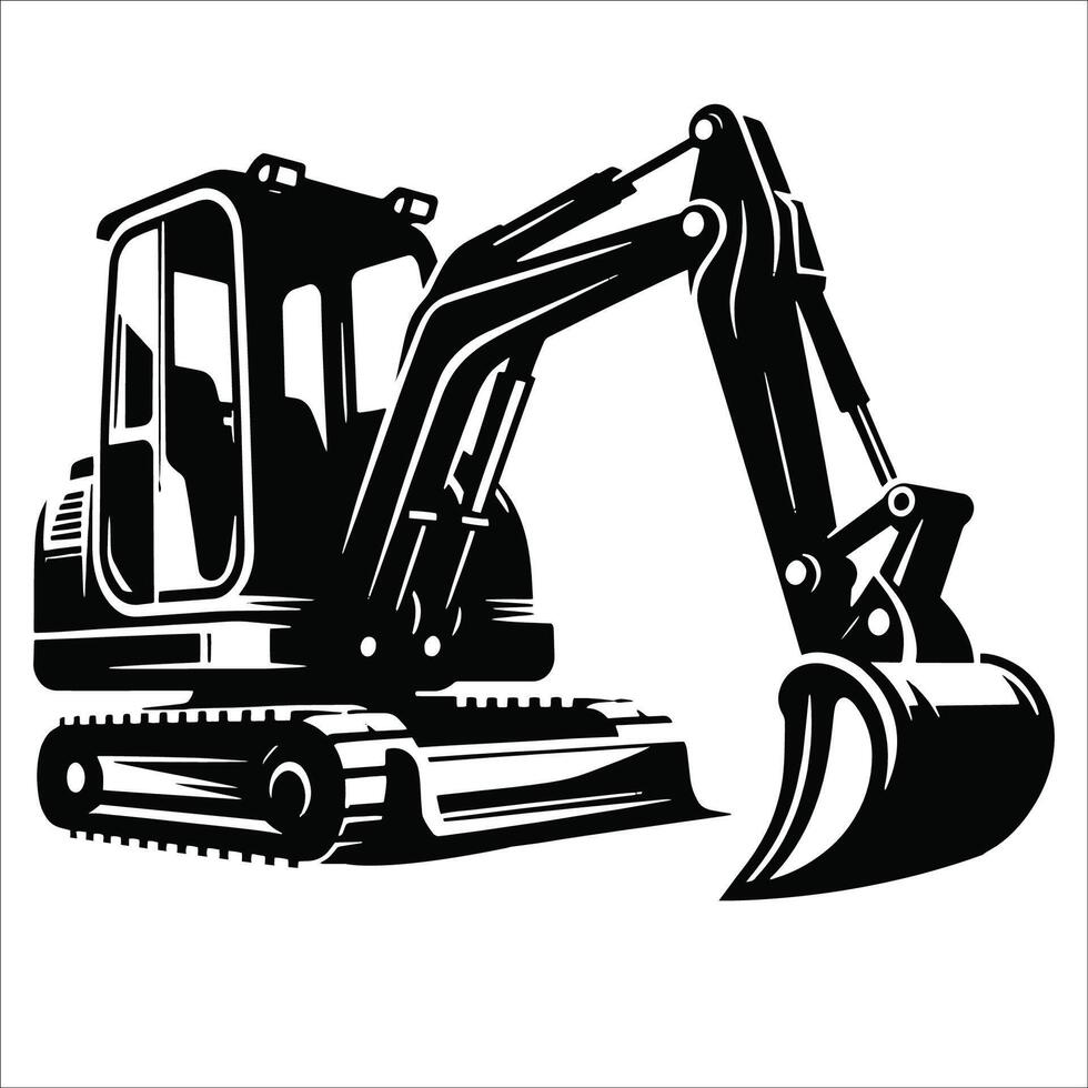 Bulldozer silhouette illustration on a white background vector